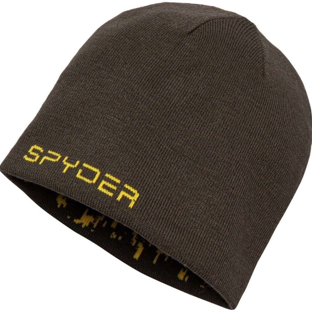 Spyder Warp Reversible OLIVE VOLT STRETCH Beanie Hat Kids